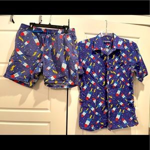 Tipsy Elves Grand Finale button down & swim trunks